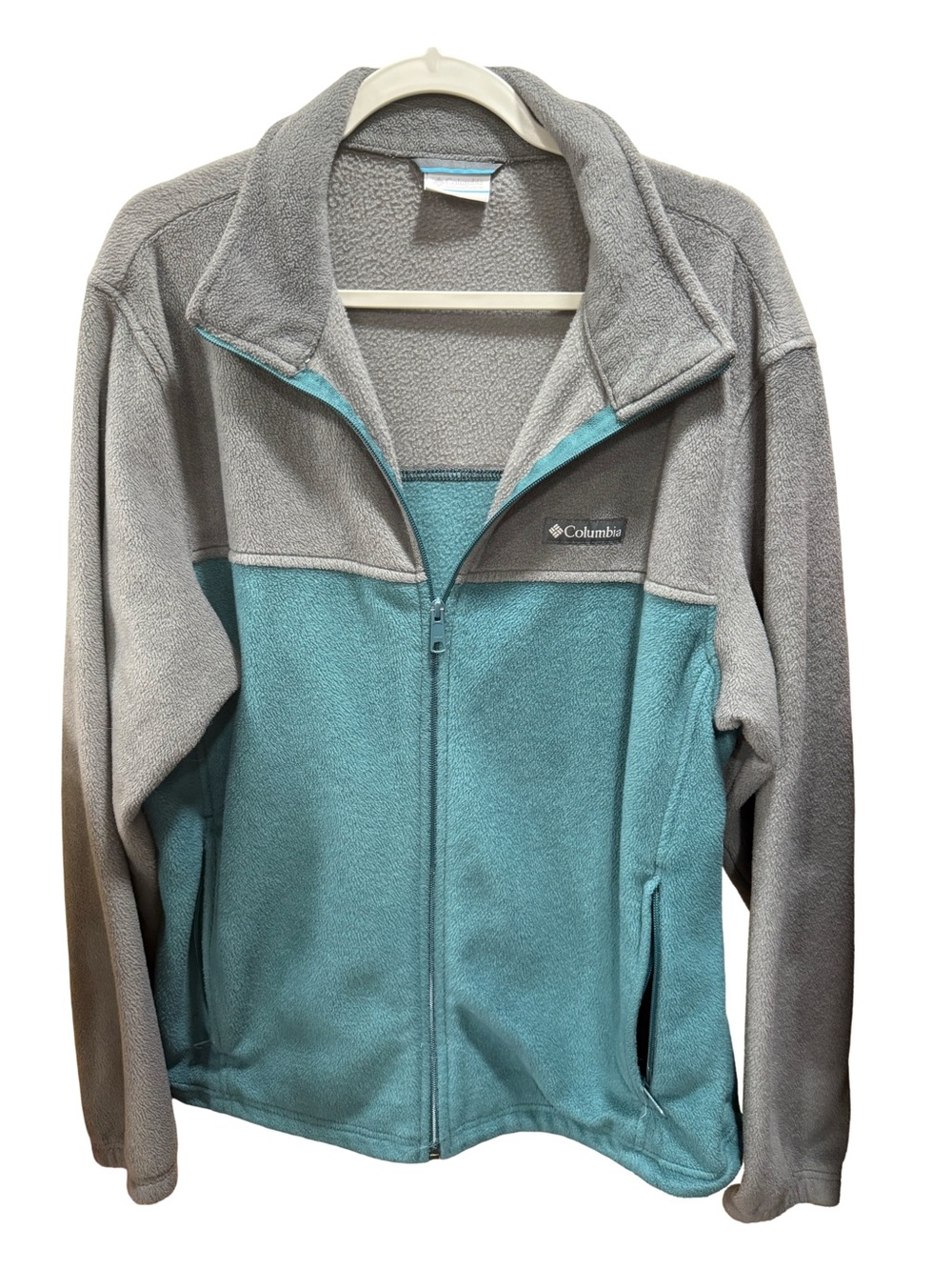 Columbia Two-Tone Teal and Gray Full-Zip Performance Fleece Jacket